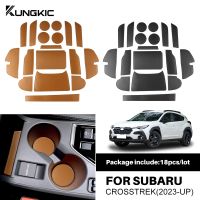 แผ่นรองแก้วสำหรับ Subaru Crosstrek 2023 2024แผ่นหนังกันฝุ่นกันลื่นอุปกรณ์เสริมสติกเกอร์แผ่นปูตามช่องประตู