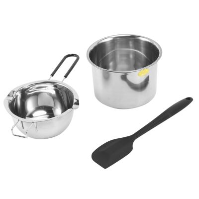 Double Boiler Pot Set Stainless Steel Melting Pot with Silicone Spatula for Melting Chocolate,Soap,Wax,Candle Making