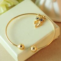 Women Owl Rhinestone Faux Opal กำไลข้อมือกำไลข้อมือทองคำ