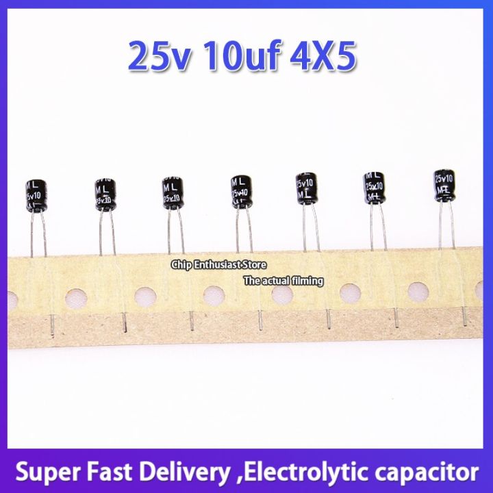 10pcs-rubycon-imported-aluminum-electrolytic-capacitor-25v-10uf-4x5-japanese-ruby-ml-105-degree-small-volume-electrical-circuitry-parts