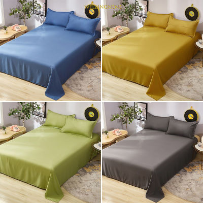 ผ้าปูที่นอนเรียบ Sprei Bed Cover สีพื้นสำหรับล้างในบ้านสำหรับเดี่ยว/คู่/ควีน/เตียงราชา