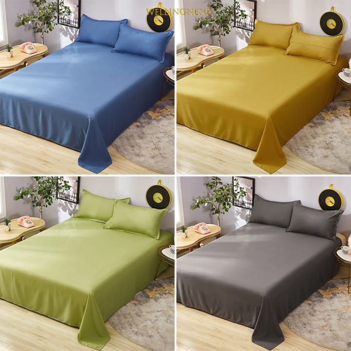 ผ้าปูที่นอนเรียบ-sprei-bed-cover-สีพื้นสำหรับล้างในบ้านสำหรับเดี่ยว-คู่-ควีน-เตียงราชา