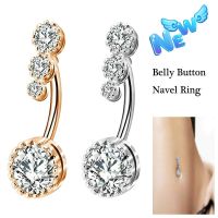 Round ZIRCONIA inserted Stylish Navel Ring Women Body Piercing Jewelry Ring