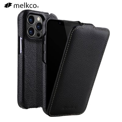 Melkco เคสหนังแท้,สำหรับ iPhone 13 Pro Max 12 Mini 11 X Xr Xs 7 8 SE2ธุรกิจหรูหราถุงคลุมกระเป๋าโทรศัพท์มือถือแบบพับวัวจริง