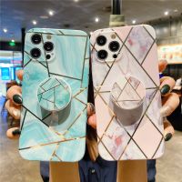 เคสมือถือ iPhone 13 Pro Max ชุบหินอ่อนแบบประกบ Iphone12ขาตั้งโทรศัพท์ TPU แบบน่ม