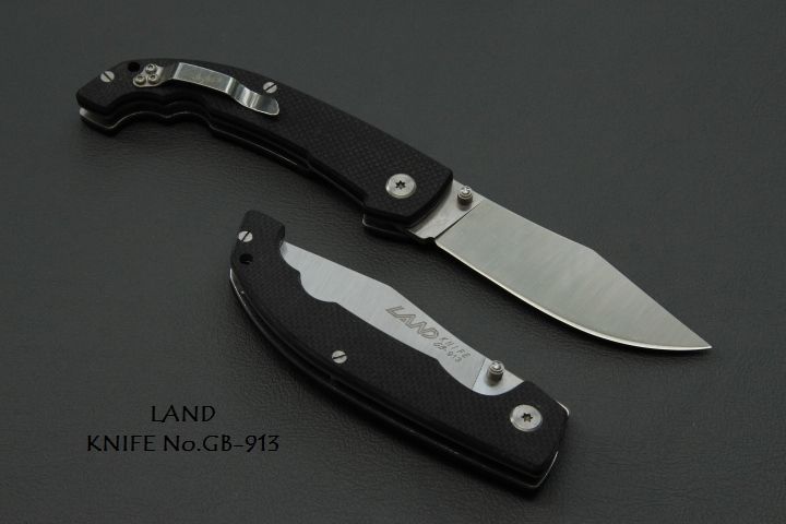 มีดพับ-land-รุ่น-gb-913-stainless-steel-ปลายแหลม-ทรง-drop-piont-ด้าจับ-g10