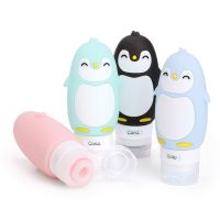 90ML New Portable Cartoon Bear Penguin Animal Silicone Travel Case Organizer Shampoo Shower Gel Lotion Storage Refillable Bottle Travel Size Bottles C