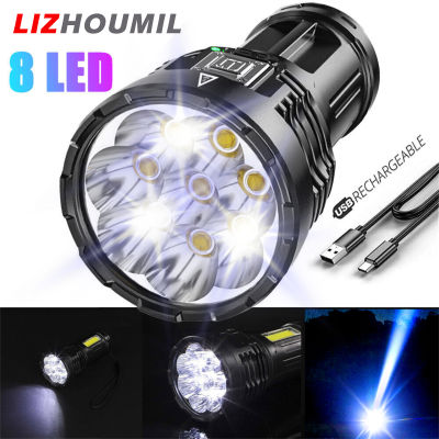 LIZHOUMIL ไฟฉาย8led 12000lm,ไฟฉายชาร์จไฟได้สว่างมากแบบ Usb ไฟฉายยุทธวิธีเครื่องมือฉุกเฉินสำหรับใช้กลางแจ้ง