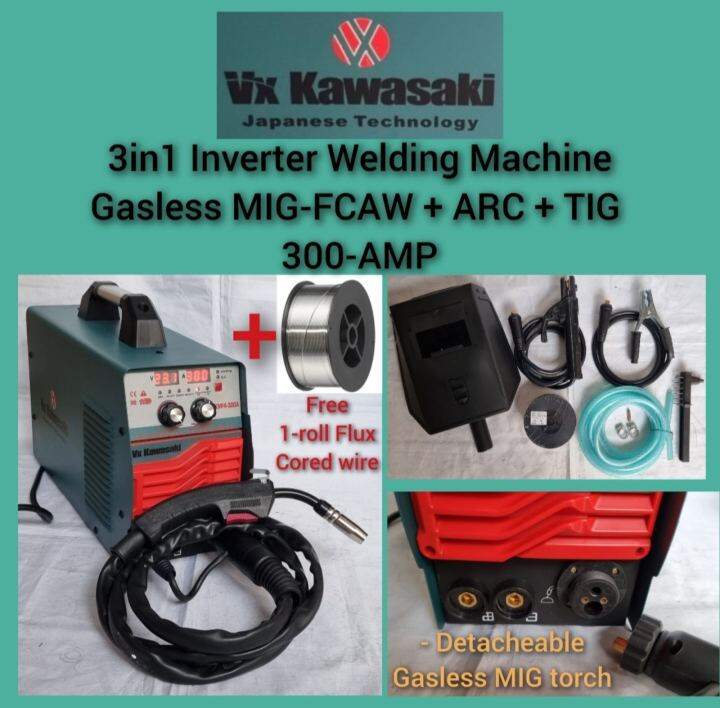Vx KAWASAKI Original 3in1 Inverter Welding Machine GASLESS MIGFCAW+ARC