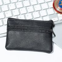 ﹍ Mens Coin Purse Black Leather Single Zipper Multi-Function Mobile Phone Coin Purse Fashion Mens Mini Wallet