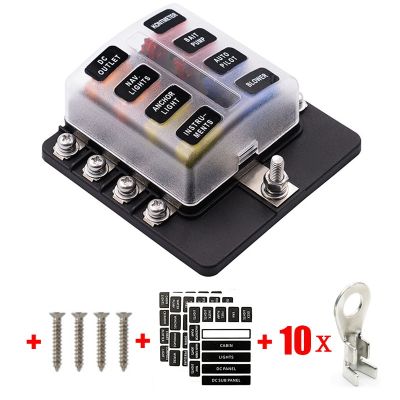 【YF】 Universal Car 6 Way 8 Blade Fuse Terminal Block Auto Track Holder Box Wiring Power Connector Switch With Light 12V 24V