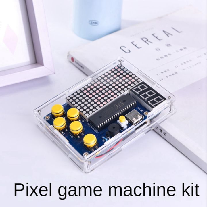 1set-diy-game-kit-diy-electronic-soldering-welding-tranning-set-snake-plane-pixel-game-console-making-kit-with-acrylic-case