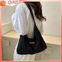 QIAO น้ำหนักเบามาก กระเป๋า Crossbody ผ้าใบแคนวาส จุได้มาก กระเป๋าสะพายไหล่แบบสั้น เรโทร กระเป๋าถือแบบถือ การเดินทางการเดินทาง