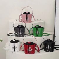 【CW】 Women  39;s summer 2022 new niche design bag haute fashion one shoulder cross body hand painted leather with bucket