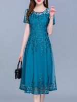 【HOT】☞❧ Mesh Korean 2023 New Tunics Fashion Prom Evening Dresses Short Sleeve