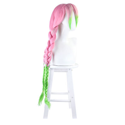 Joy &amp; Beauty hair Kanroji mitsuri WIG kimetsu NO yaiba demon COSPLAY wigs Pink Green gradient synthe HEAT resistant hair