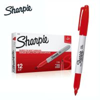 Sharpie ปากกาเคมี ปากกา Permanent ชาร์ปี้ Fine 1.0mm - สีแดง (กล่องละ 12 ด้าม)