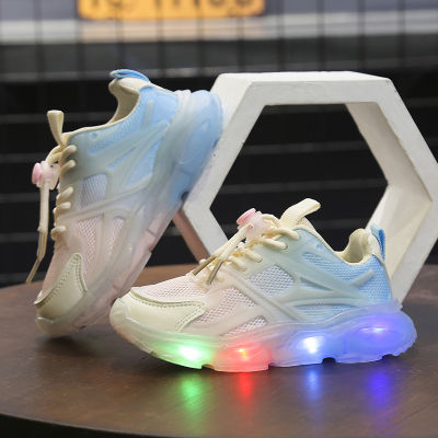 รองเท้าเด็กโคมไฟจิ๋ว LED รองเท้าผ้าใบใส่วิ่งแฟชั่นสำหรับเด็กผู้หญิงเด็กน้อยเด็กผู้ชาย