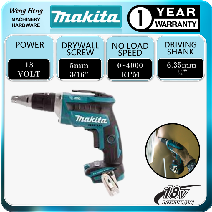 Makita DFS452 Cordless Screwdriver 18V Lithium Ion Battery Drywall Screwdriver Brushless Motor