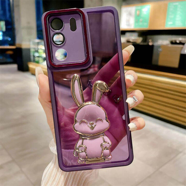 การ์ตูนกระต่ายน่ารักเคสโทรศัพท์สำหรับ-vivo-v29-5g-v29e-v29-pro-5g-v27-5g-v27e-v27-pro-5g-v25-pro-v23e-4g-5g-5g-v20-pro-2023พร้อมเลนส์กล้องถ่ายรูปฟิล์มป้องกันขาตั้งในตัวขาตั้งในตัวขาตั้ง-tpu-อ่อนปกปลอก