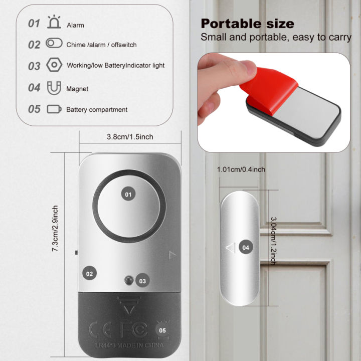 สัญญาณเตือนติดหน้าต่าง4ชิ้นเครื่องจับสัญญาณประตูไร้สายคนบุกรุกขโมยเสียงดังพอ120db-กันขโมยเซ็นเซอร์แม่เหล็กสำหรับเด็กความปลอดภัยบ้านร้านรวมแบตเตอรี่รักษาความปลอดภัย