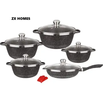 JEETEE Pots and Pans Set Nonstick with Removable Handle 12PCS Set, Black