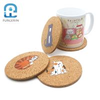 2Pcs/Lot Cork Drink Coaster Set Cute Cat Dog Heat Resistant Placemats For Dining Table Decoration Kitchen Accessories