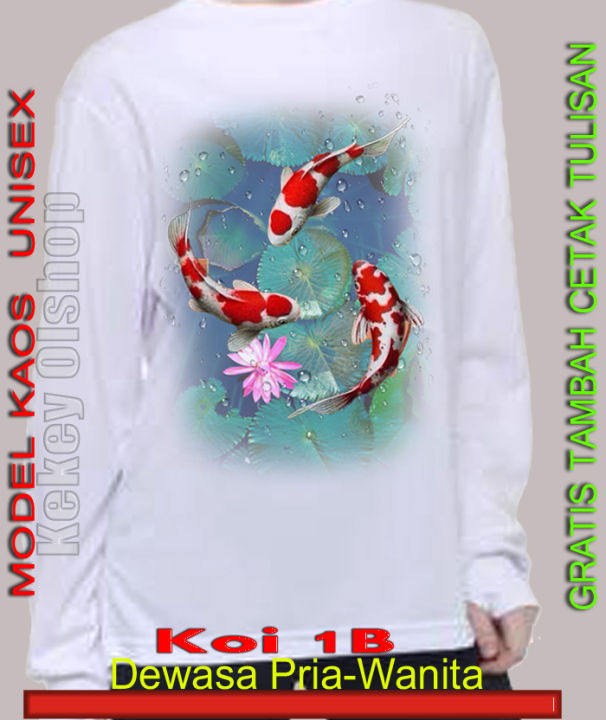 Baju Pecinta Ikan Koi Ukuran Dewasa Lengan Panjang Model Kaos Unisex