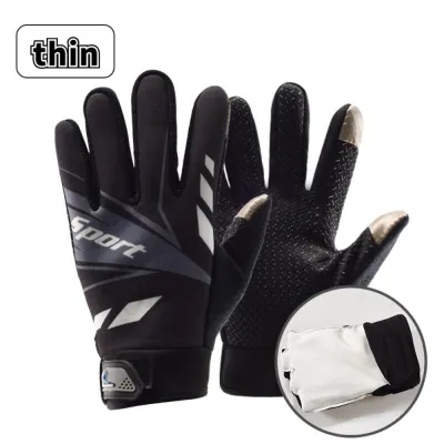 Windproof riding gloves Anti-wear shock-absorbing touch screen gloves Black full finger motorcycle gloves  Equipments