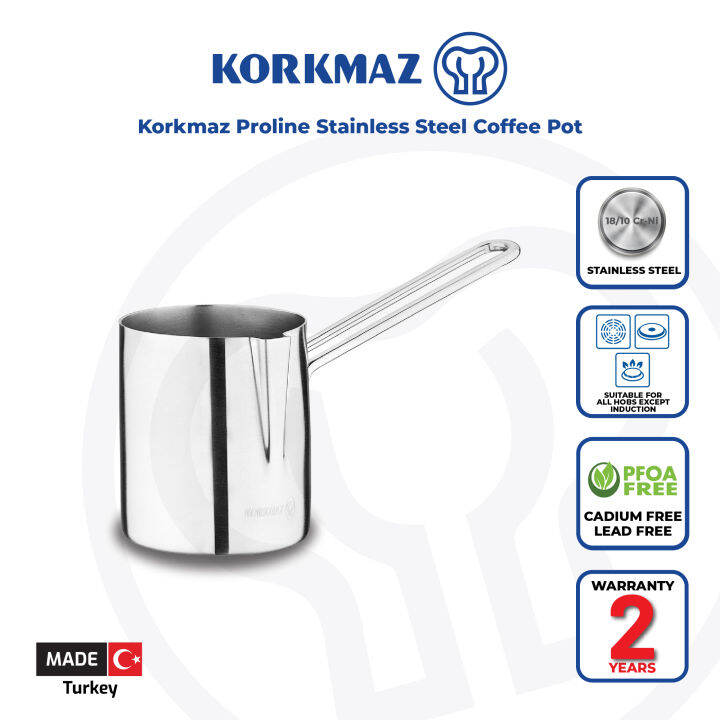 Korkmaz 316 Stainless Steel Turkish Coffee Pot, 3 Cups Coffee Pot (A296
