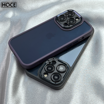 เคสโทรศัพท์แบบใสกรอบเลนส์โลหะ HOCE สำหรับ iPhone 15 14 13 12 Pro Max 14 15 Plus 11เคสกันกระแทกมือถือฝาหลังอะคริลิคใส