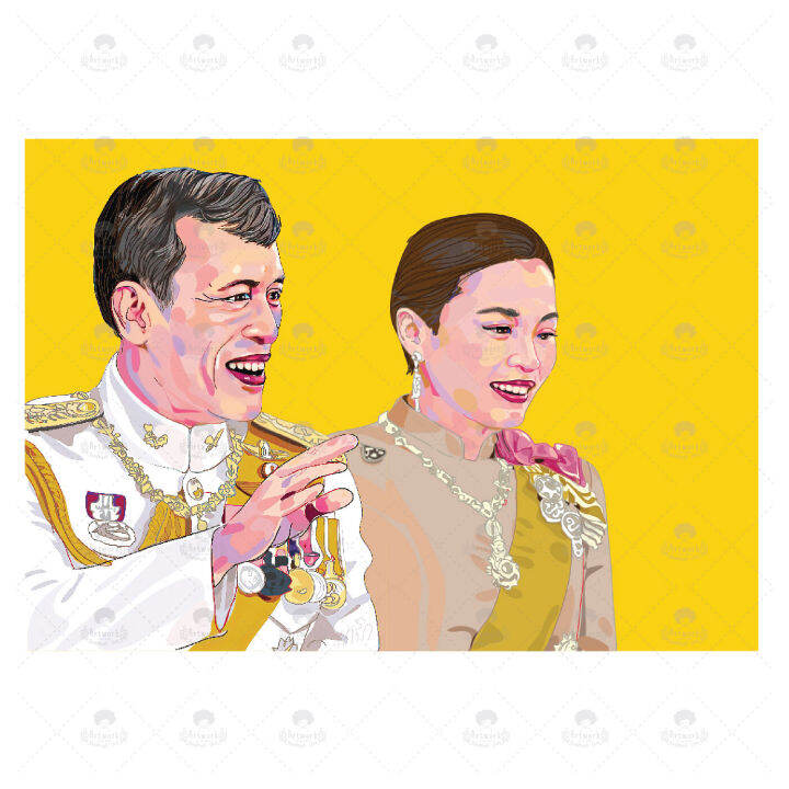 ภาพวาด-รัชกาลที่-10-และพระราชินีสุทิดา-iil-r10-03-ภาพวาดเวคเตอร์-จากโปรแกรม-illustrator-งานปริ้นท์เลเซอร์