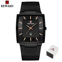 Reward Mens Wrist Watches Luxury Business Man Wristwatch Date Timer Timepieces Alloy Classic Mesh Square Quartz Watch for Men