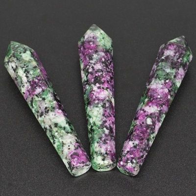 3PCS 50x10MM Unique Natural Ruby Zoisite Crystal Hexagon Column CAB Cabochon