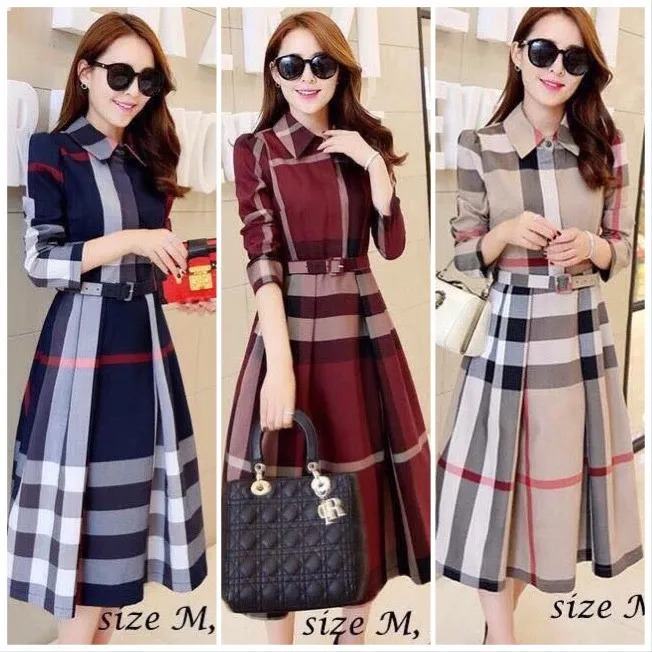 Đầm sơ mi tay dài Burberry 