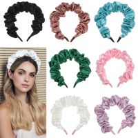 1PC Warna Solid Sutra Empuk Lipit Hairband Wajah Kurus Ikat Kepala Rambut Retro Loop Wanita Rambut Aksesoris