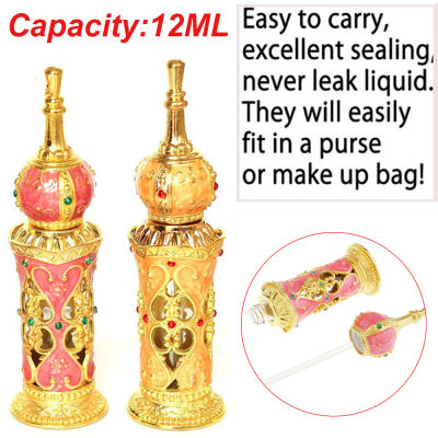 FRANCESCO Royal Refillable Bottles Antiqued Metal Essential Oil Bottles Perfume Bottles Decoration Gifts Middle East Style For Travel Arabian Style Dubai Style Cosmetic ContainerMulticolor