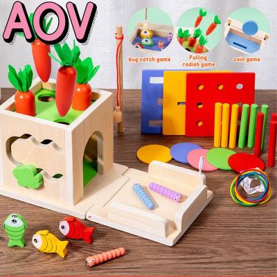 AOV ของเล่นสำหรับเด็กหัดเดินแบบ8 In 1 Montessori รวมเกมหนอนแครอทเก็บเกี่ยวรูปทรงจับคู่สีและชุดของเล่นตกปลาของเล่นฝึกประสาทสัมผัสเก็บเกี่ยวของเล่นแครอท