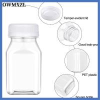 OWMXZL 4 Pcs พลาสติกทำจากพลาสติก ขวดน้ำผลไม้ 120มล./150มล. โปร่งใสโปร่งใส ขวดทรงสี่เหลี่ยม ของใหม่ ฝาปิดป้องกันการงัดแงะ ภาชนะบรรจุเครื่องดื่มใส เครื่องคั้นน้ำ