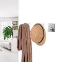 KKTNSG Silverblack hook 304 Stainless Steel Hooks Hanger Self Adhesive Robe Towel Hook for Bathroom 3pcs