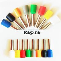 [HOT ZHKKZZLWWG 510] ขั้วต่อสายไฟ E25-12ฉนวน Crimp Terminal 100Pcs Tube ฉนวนสายไฟ End Terminals 25mm2ขั้วต่อสายไฟขั้วต่อสายเคเบิล