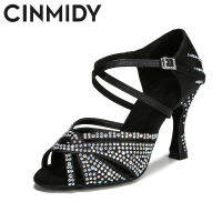 CINMIDY Rhinestone รองเท้าเต้นรำแบบละตินรองเท้าเต้นรำบอลรูม Tango Chacha Salsa Dance รองเท้ารองเท้า Soft Sole รองเท้าแต่งงาน