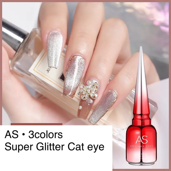 ✴AS 3colors Super Glitter Cat eye nail gel polish color gel need Magnet  15ml red bottle JSM♙ | Lazada PH