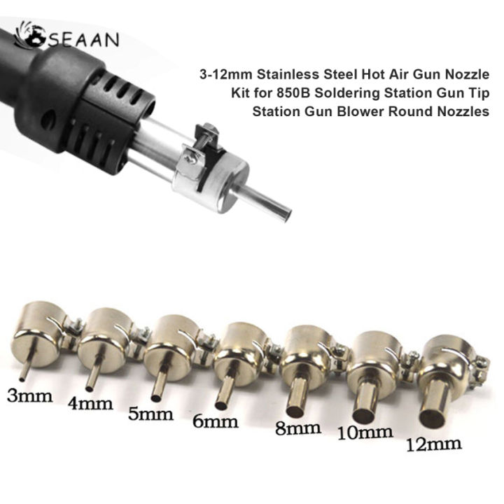 ชุดหัวฉีดเครื่องทำลมร้อน3-12สเตนเลสสตีลสำหรับรอบหัวฉีดเป่าลมอุปกรณ์เชื่อมสายไฟ850b