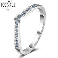 IOGOU 925เงินสเตอร์ลิงคลัสเตอร์ฝัง0.13ct จริง Moissanite V รูปร่างครึ่งนิรันดร์วงสำหรับผู้หญิงสาวเครื่องประดับของขวัญ