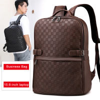 Mens High-quality Pu Leather Backpack Male Portable Waterproof 13 14 15 Inch Laptop Business Backpack Fashion Travel Bag Black