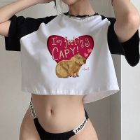 Capybara Trashy เสื้อครอปสตรีทแวร์เสื้อยืด Y2k ไซเบอร์วินเทจสไตล์ฮาราจูกุ