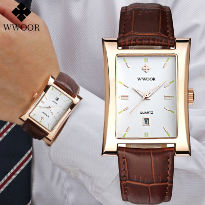 WWOOR หรูหราผู้ชายนาฬิกาที่มีคุณภาพสูงกันน้ำส่องสว่างนาฬิกาผู้ชายหนังผู้ชายควอตซ์นาฬิกาข้อมือสบายๆนาฬิกา M Ontre F Emme