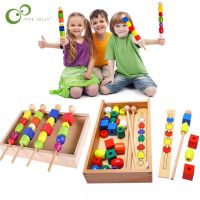 Montessori for kid Children Educational toys wooden colorful shape stick Beading Block toys Classic Games toy gifts for baby ZXH