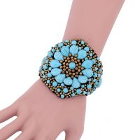 New Designed Imitation Turquoise Beads Knitted Bohemian Bracelet Bangle For Girls Handmade Charm Bracelets Party Women Jewelry